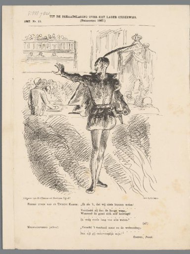 Satirical print on elementary education, 1867