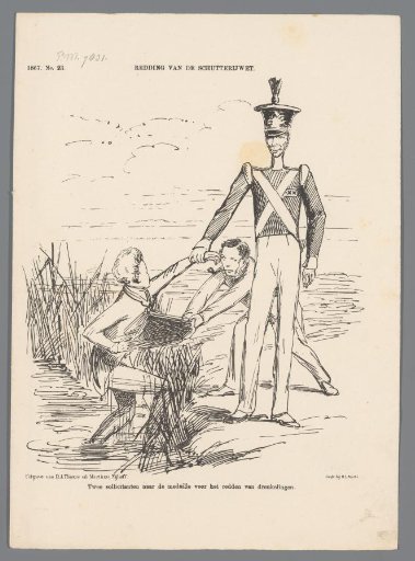 Satirical print on the rescue of the Civic Guard Act, 1867