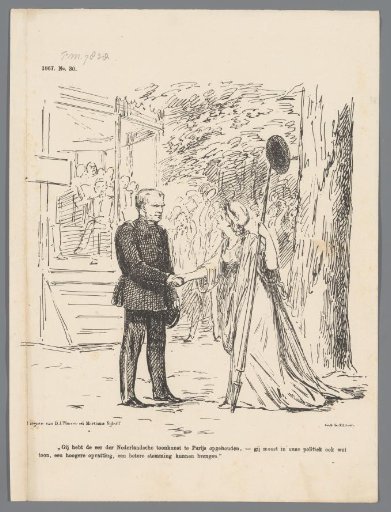 Satirical print with Dunkler and the Dutch Maiden, 1867