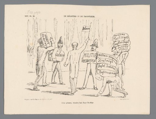 Satirical print on leaving the colonial issue untouched in the throne speech, 1867