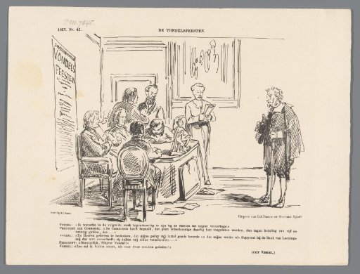 Satirical print on the Vondel festivities, 1867