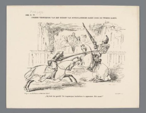Satirical print on the rejection of Minister Van Zuylen's budget, 1868