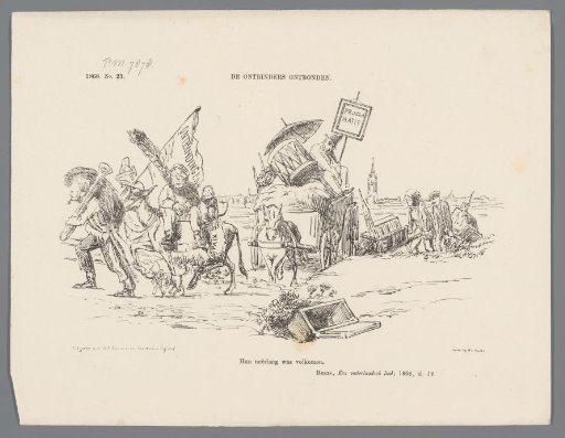 Satirical print on the departure of the members of the old cabinet, 1868