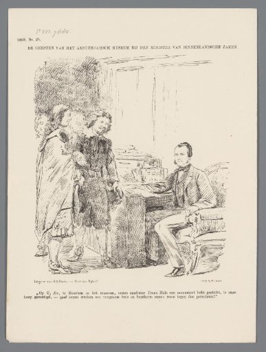 Satirical print with the Dutch masters at Minister Fock, 1868