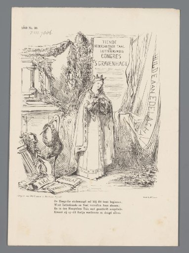 Satirical print on the Tenth Dutch Language and Literature Congress in The Hague, 1868