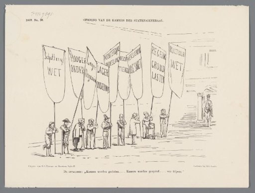 Cartoon on the opening of the States-General, 1868