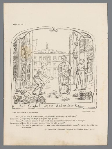 Cartoon on the protests against public elementary schools, 1868