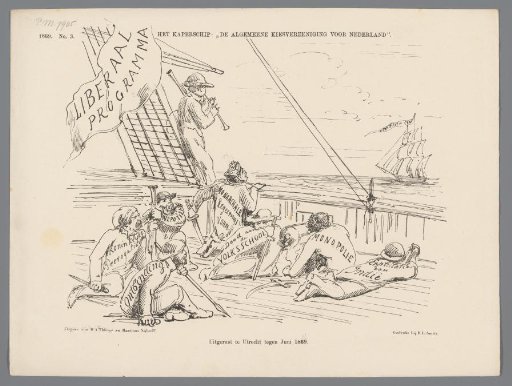 Caricature on the Nederlandsche Centrale Kiesvereeniging in Utrecht, 1869