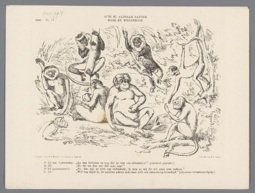 Caricature on Darwin's theory of evolution, 1869