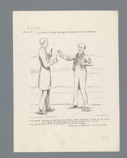 Satirical print on speeches in the Second Chamber regarding the use of strong drink in India, 1869
