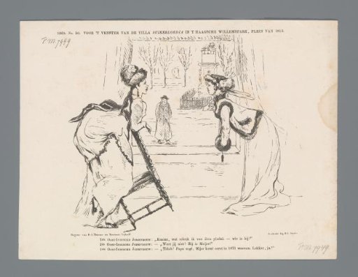 Satirical print with two Indian ladies in The Hague, 1869