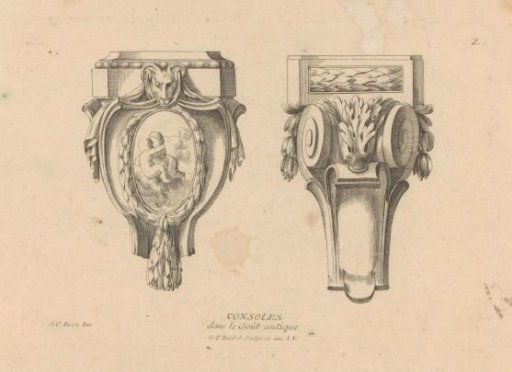 Consoles with ram's head and medallion
