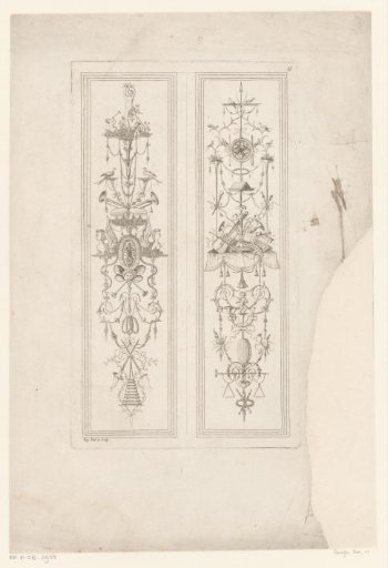 Arabesques with sphinxes and musical instruments