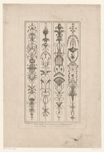 Arabesques with sickles, birds, fans and vases