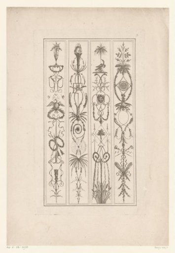 Arabesques with birds, torch and fountain
