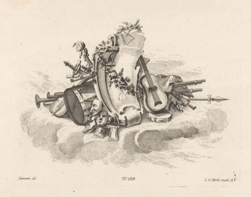 Cartouche with musical instruments