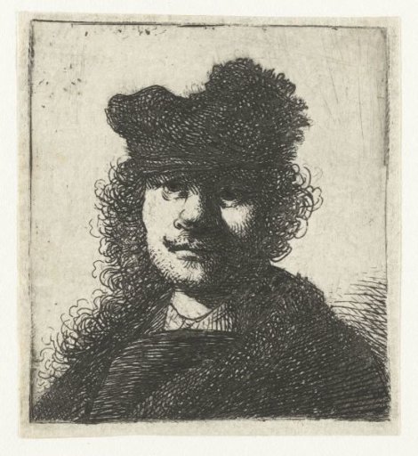 Self-portrait in a cap and dark cloak: bust