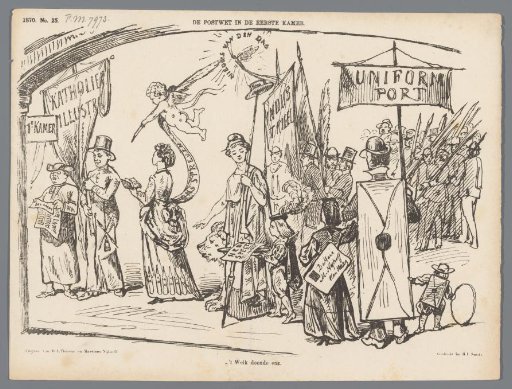 Cartoon on the treatment of the Post Act in the First Chamber, 1870