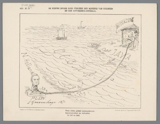 Caricature of Minister Van Bosse and Governor-General Mijer, 1871