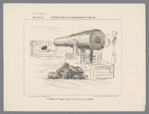 Caricature on the high costs of defence, 1871