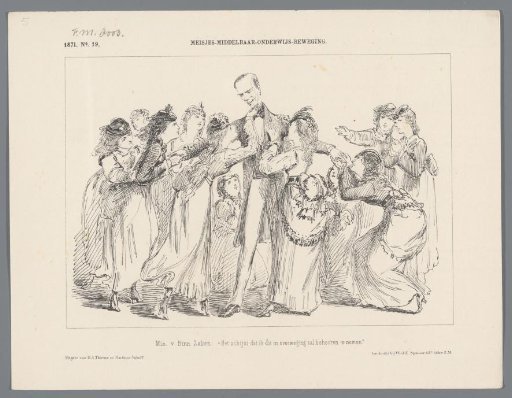 Caricature on secondary education for girls, 1871