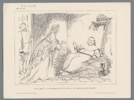 Satirical print on the visit of Queen Sophia to the Pope, 1871