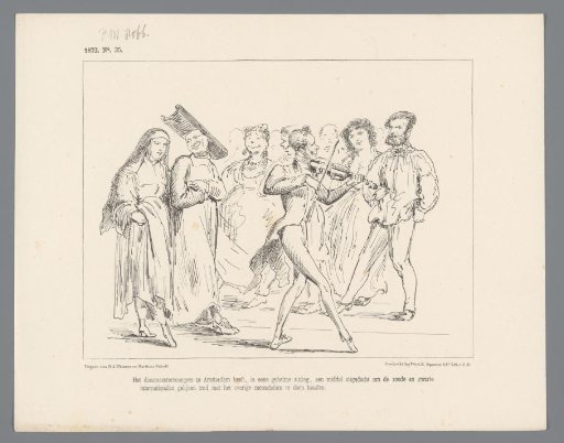 Satirical print on the dance master congress in Amsterdam, 1872