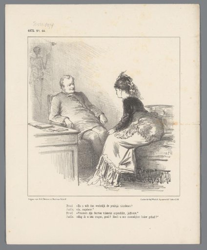 Cartoon on the admission of women to the medical colleges, 1872