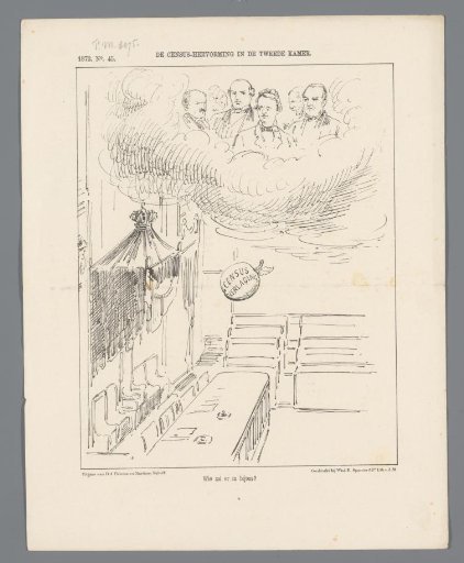 Cartoon on the census reform in the Second Chamber, 1872