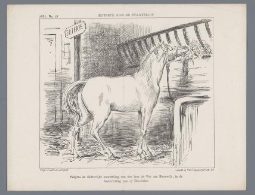Political cartoon on a speech in the Second Chamber, 1881