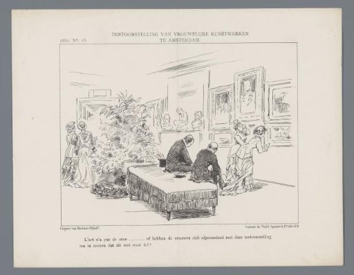 Cartoon after an exhibition of female artworks in Amsterdam, 1882