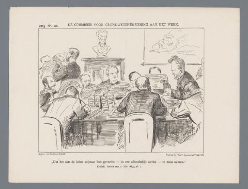 Cartoon on the commission for constitutional revision, 1883