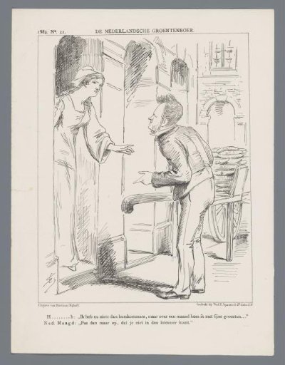 Cartoon featuring Minister Heemskerk, 1883