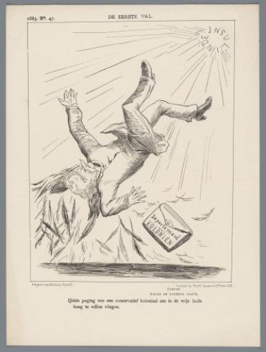 Cartoon on the fall of the Minister of Colonies, 1883