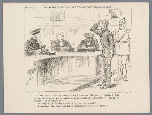 Political cartoon about the Utrecht court, 1884