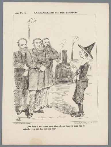Political cartoon with the Transvaal delegation, 1884