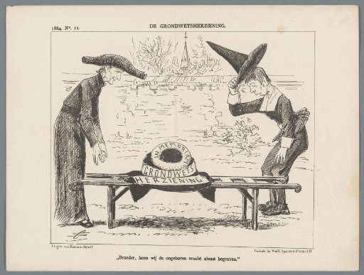 Political cartoon about the constitutional revision, 1884