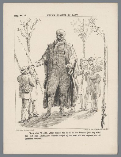 Political cartoon about Leiden, 1884