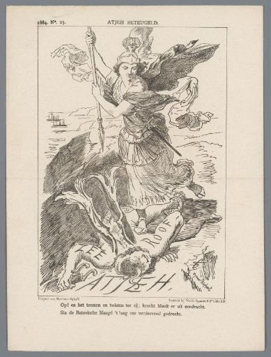 Caricature on piracy at Aceh, 1884