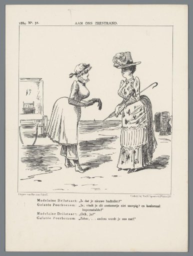 Caricature on bathing fashion, 1884