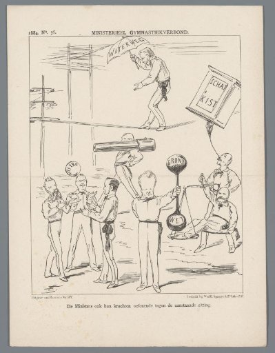 Caricature on the ministers of the government, 1884