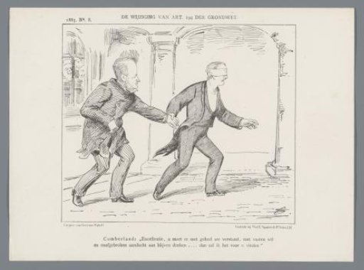 Caricature on Heemskerk and the amendment of article 194 of the constitution, 1885