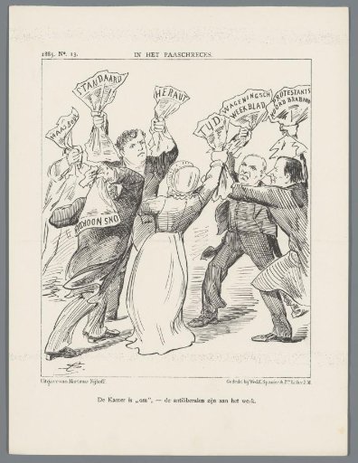 Caricature on the struggle between the newspapers, 1885