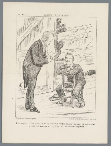 Caricature of Minister Heemskerk behind the scenes, 1885