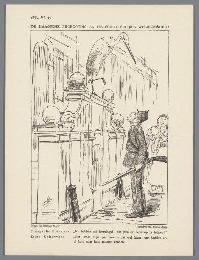 Caricature on the The Hague cutbacks, 1885