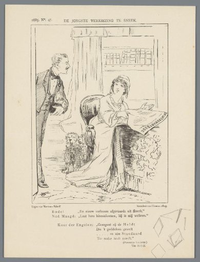 Caricature on the election in Sneek, 1885