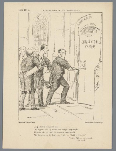 Satirical print with Abraham Kuyper, 1886