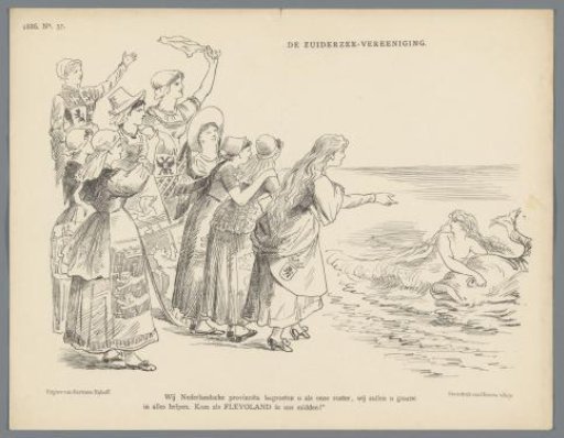 Political cartoon with the new Flevoland, 1886