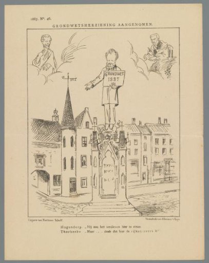 Caricature on the adoption of the constitutional revision, 1887