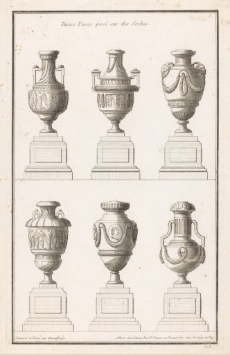 Vases on pedestals